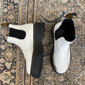 Dr. Martens White Quad Platform Chelsea Boots